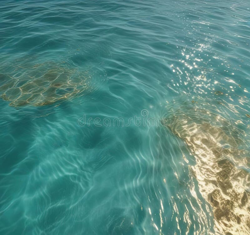 Golden Turquoise Waves Generative AI. La superficie dell'acqua turchese con piccole increspature mostra riflessi di luce dorata con sottotoni blu sottili. I motivi ondulati creano un display intricato che evidenzia l'interazione dinamica tra luce e acqua. L'effetto scintillante suggerisce un ambiente illuminato dal sole che enfatizza la bellezza naturale e la tranquillità della scena.