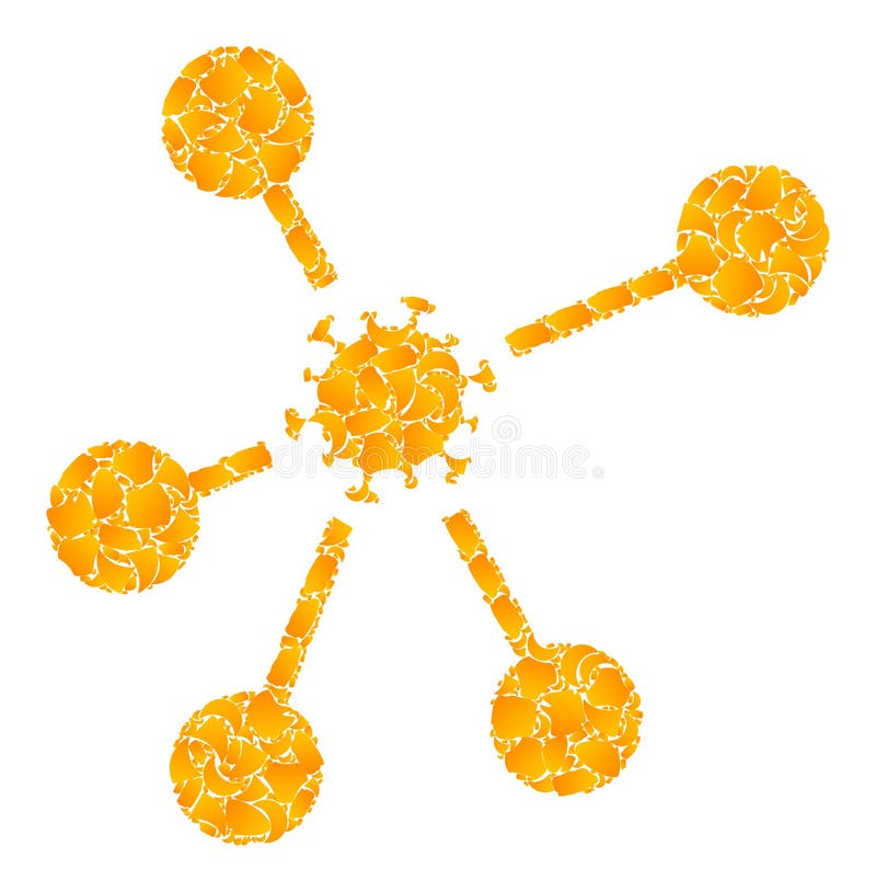 Golden Vector Virus Network Mosaic Icon Stock Vector - Illustration of