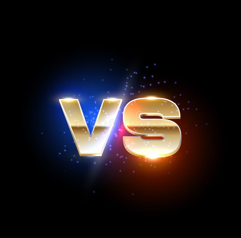 Golden versus VS sign, game or sport confrontation stock illustration