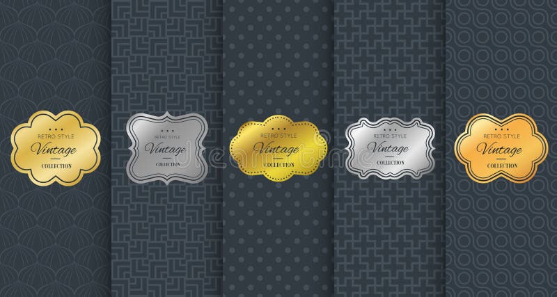 Golden vintage frame on black pattern background vector illustration Golden vintage frame on black pattern background vector illustration