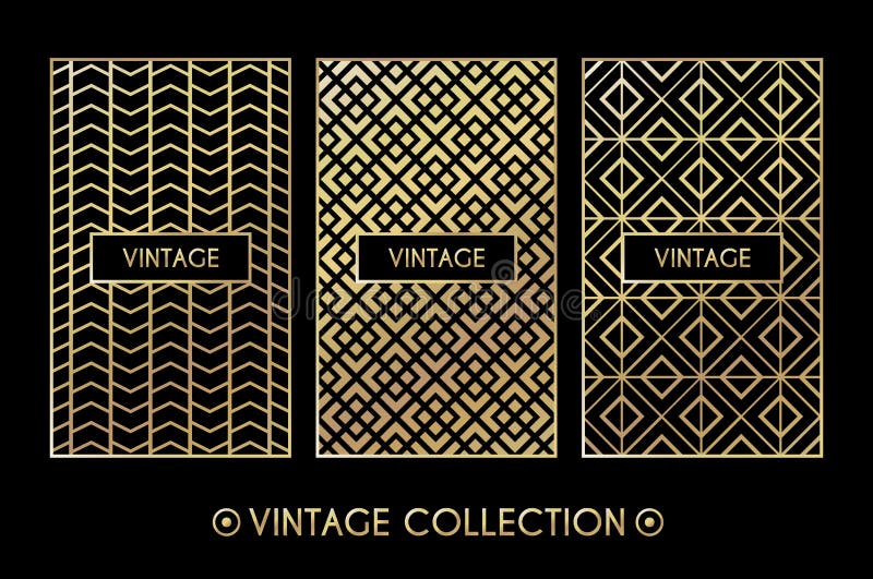 Golden vintage pattern on black background vector illustration Golden vintage pattern on black background vector illustration