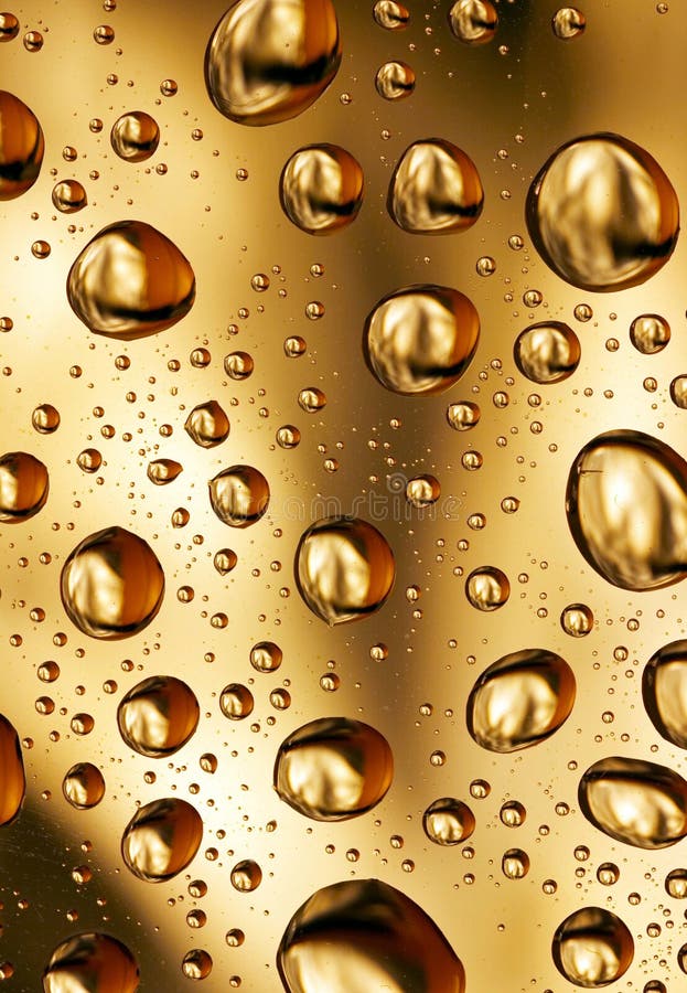 Golden water drops background