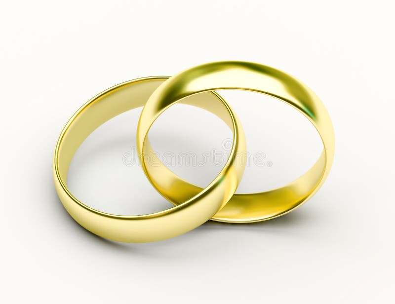Golden Wedding Rings on white background