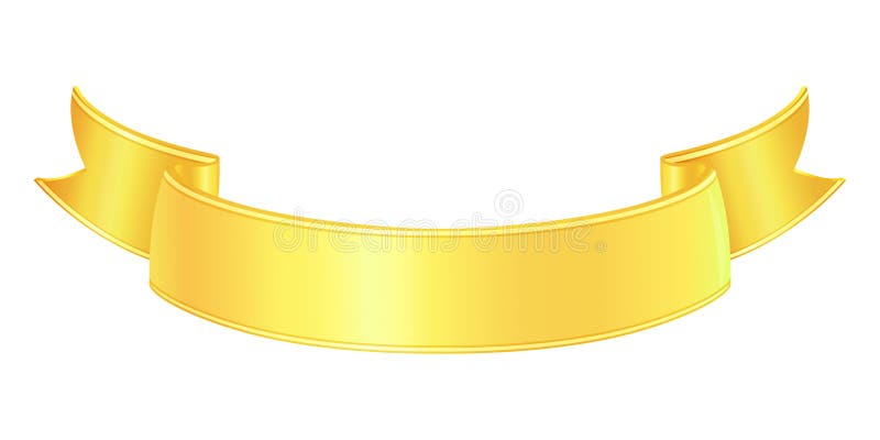 Golden winner ribbon with empty space for text. Element for design of diploma, postcard stock illustration