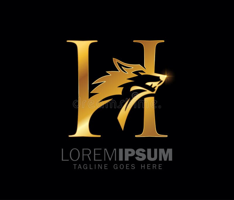 Golden Wolf Initial Monogram Letter H Logo Sign Stock Vector Illustration Of Graphic Brand