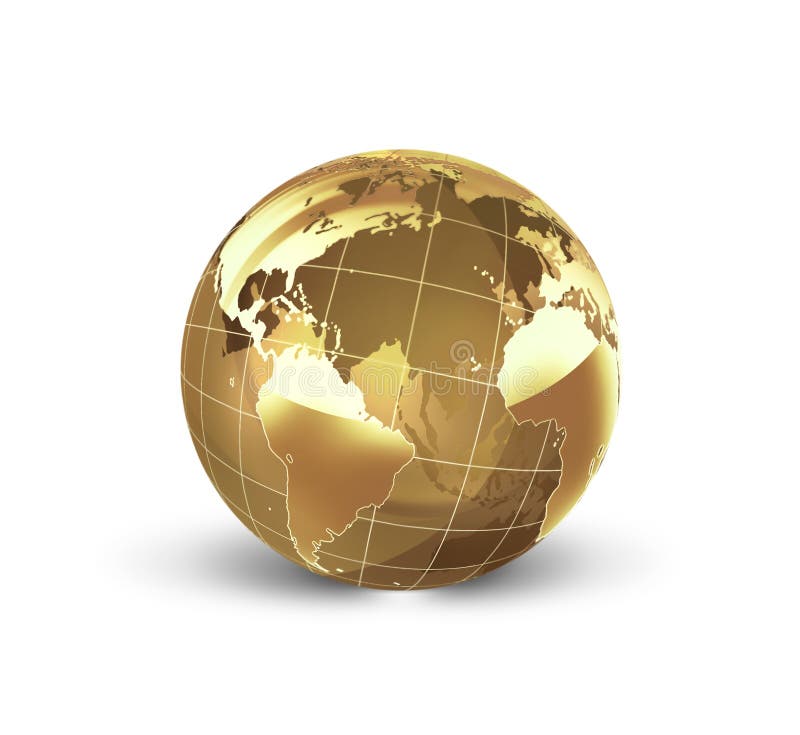 Golden world map stock illustration. Illustration of planet - 314364