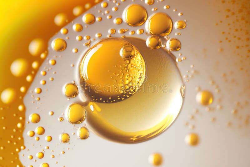 Golden Yellow Abstract Oil Bubbles, Created with Generative AI Technology Stock Illustration