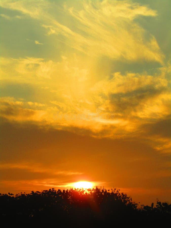Golden Yellow Sunrise on the Eastern Horizon Stock Photo Image of