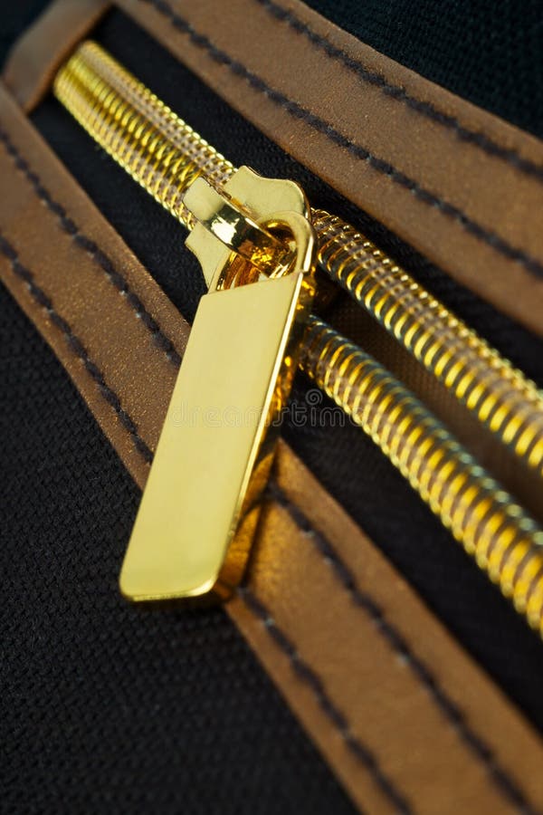 Golden zipper stock photo. Image of close, metal, abstract 29185242