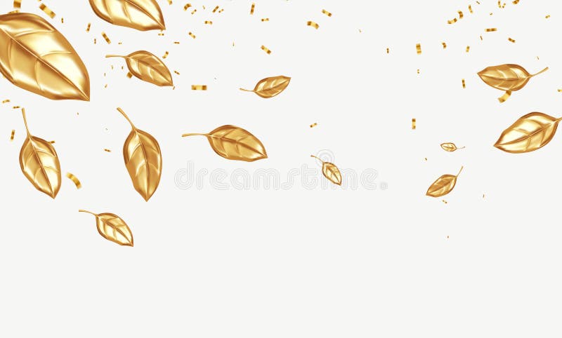 Goldene Blätter auf weißem Grund isoliert. Herbsthintergrund mit fallenden goldenen Blättern. Vektorgrafik lizenzfreie abbildung