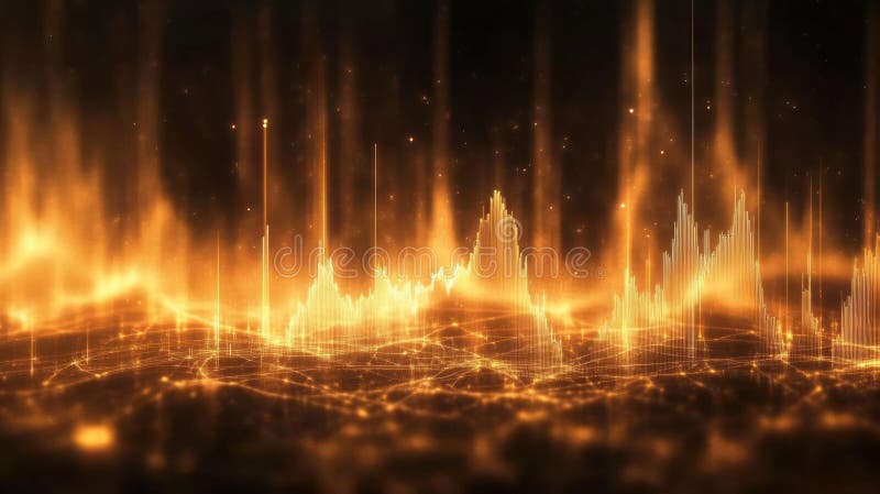 Goldene Datenströme visualisieren abstraktes Wachstum dynamisch illuminiert Konzept lizenzfreie abbildung