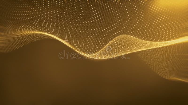 Goldene Datenwelle im Metaverse. Partikelwellenhintergrund mit goldgelbem Licht. Cloud-Computing-Konzept vektor abbildung