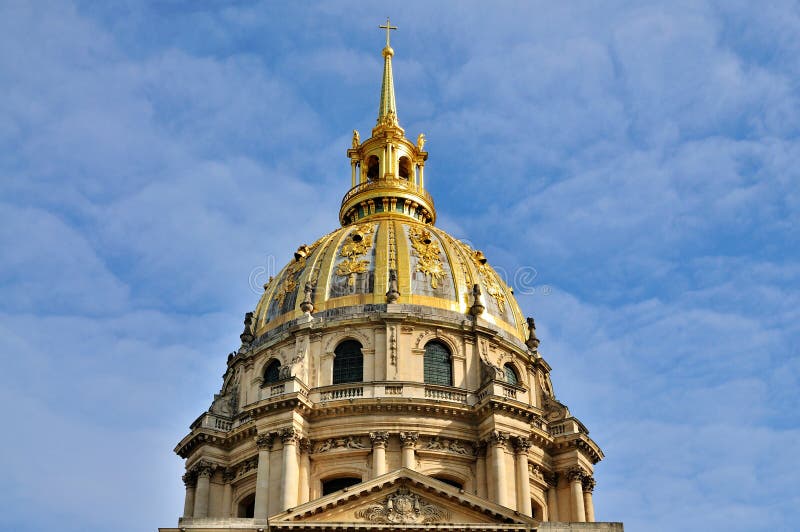 The golden dome of the tomb of Napoleon in Hotel des Invalides in Paris, France. The golden dome of the tomb of Napoleon in Hotel des Invalides in Paris, France.