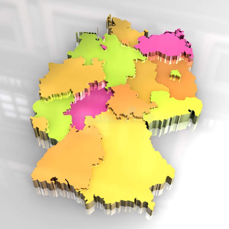 Goldene Karte 3d Von Deutschland Stock Abbildung - Illustration von