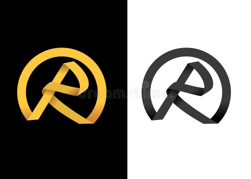 Goldene kreative Initiale des Zeichens R