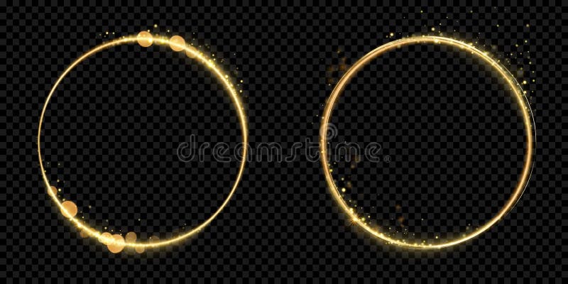 Goldene Kreisrahmengoldfunkeln-Lichtpartikel vector glänzenden funkelnden schwarzen Hintergrund