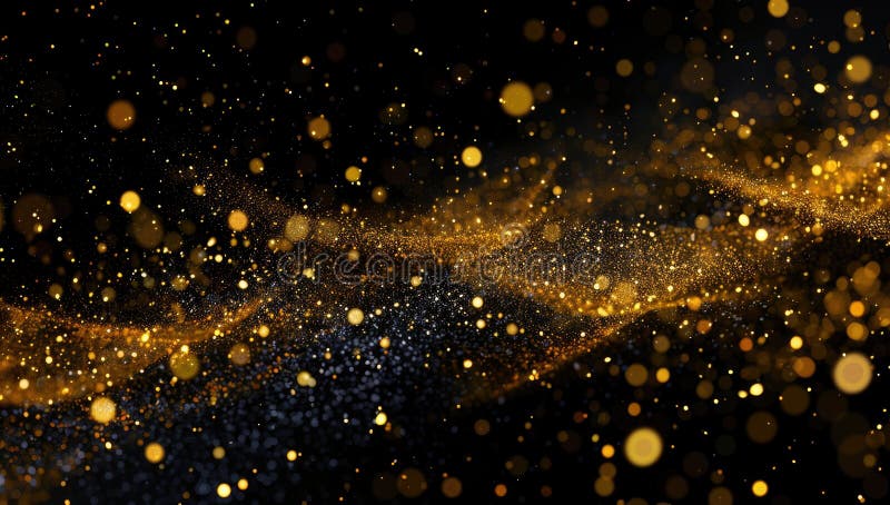 Astronomical objects resembling gold lights float in the sky against a black background, creating a celestial event of beauty and wonder in the realm of space science AI generated. Astronomical objects resembling gold lights float in the sky against a black background, creating a celestial event of beauty and wonder in the realm of space science AI generated