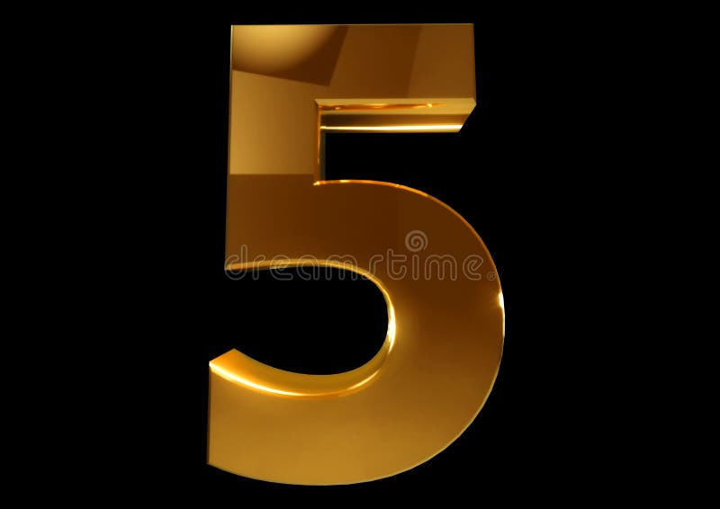 Goldene Nr. fünf auf einem Schwarzen lokalisierte Hintergrund vektor abbildung Goldene Nr. fünf auf einem Schwarzen lokalisierte Hintergrund vektor abbildung