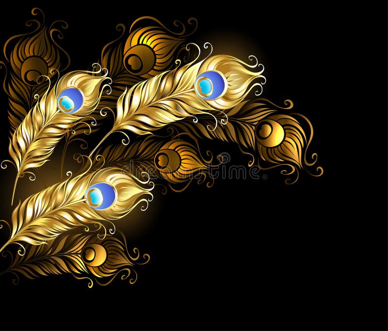 Goldene Pfau-Federn vektor abbildung Goldene Pfau-Federn vektor abbildung