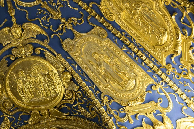 Goldene Stuckdekoration des Innenraums des Museumswohnsitzes M?nchen Residenz, die bayerischen K?nige