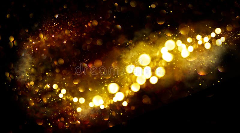 goldene glitzersterne auf schwarzem hintergrund. - Stockfoto