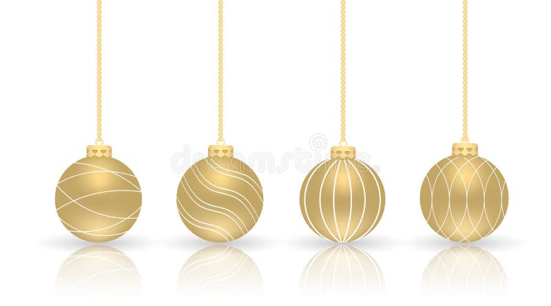 Goldene Weihnachtskugeln Satz lokalisierte realistische Dekorationen vektor abbildung Goldene Weihnachtskugeln Satz lokalisierte realistische Dekorationen vektor abbildung