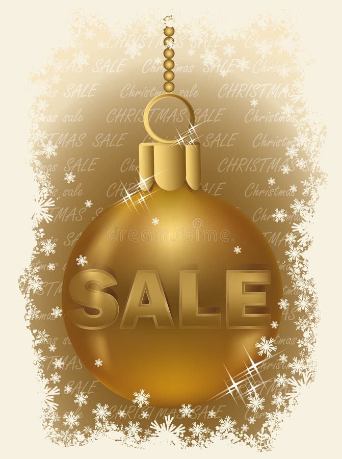 Goldener Ball des Weihnachtsverkaufs vektor abbildung Goldener Ball des Weihnachtsverkaufs vektor abbildung