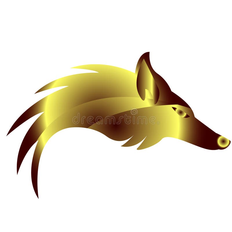 Abstract logo with golden fox, vector illustration. Abstract logo with golden fox, vector illustration