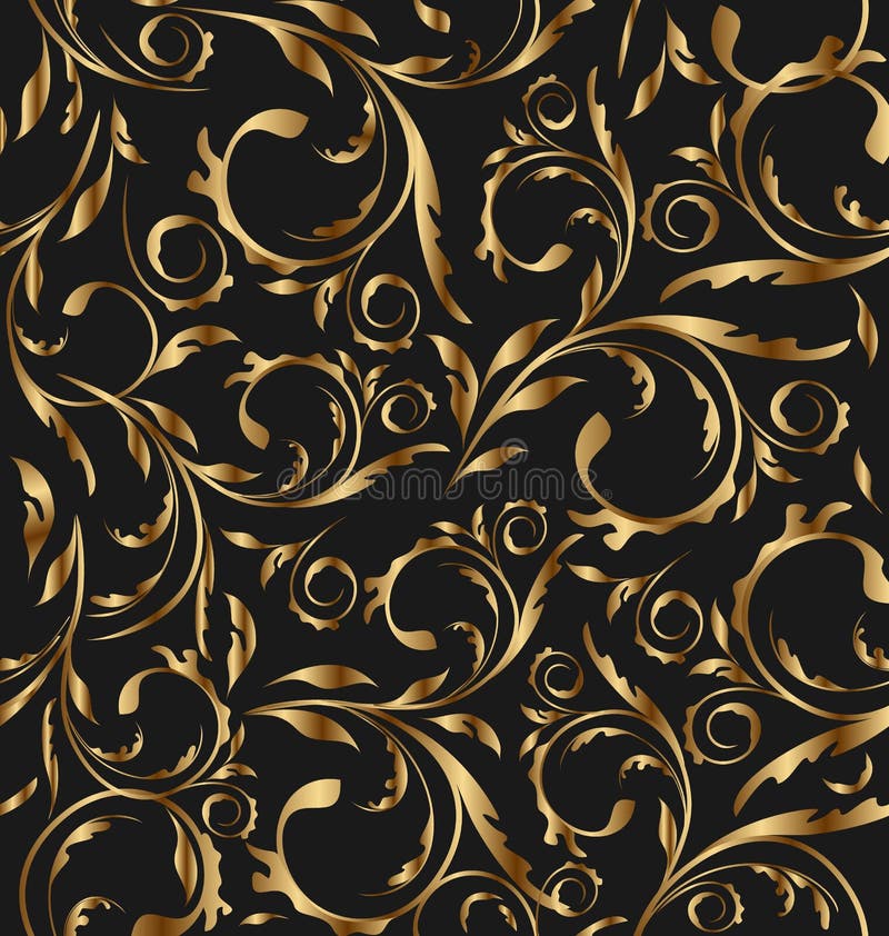 Goldener nahtloser Blumenhintergrund stock abbildung Goldener nahtloser Blumenhintergrund stock abbildung