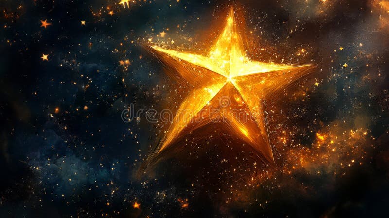 Goldener Stern in einer dunklen kosmischen Galaxie. Ai Generated
