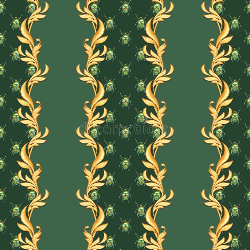 Goldenes barockes nahtloses Muster 1 stock abbildung Goldenes barockes nahtloses Muster 1 stock abbildung