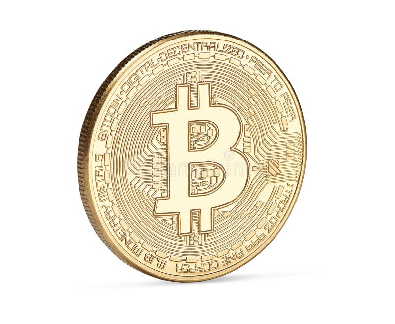 Goldenes Bitcoin lokalisiert auf weißem Hintergrund lizenzfreies stockfoto