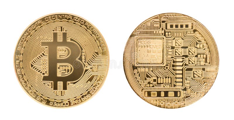 Goldener Bitcoin isoliert stockfoto