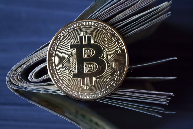 Goldenes bitcoin und Geld Goldmünze von cryptocurrency