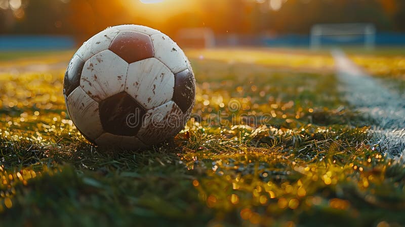 A well-worn soccer ball rests atop a lush green field, its black and white panels illuminated by the warm hues of a setting sun. The scene exudes a sense of nostalgia and passion, capturing the essence of a sport that has captivated millions worldwide. The vibrant colors and rustic charm of the imagery make it a captivating representation of the enduring spirit of soccer. A well-worn soccer ball rests atop a lush green field, its black and white panels illuminated by the warm hues of a setting sun. The scene exudes a sense of nostalgia and passion, capturing the essence of a sport that has captivated millions worldwide. The vibrant colors and rustic charm of the imagery make it a captivating representation of the enduring spirit of soccer