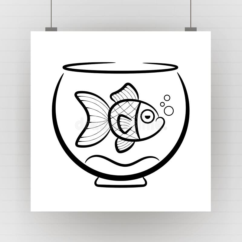 Download Goldfish In Aquarium Silhouette On Brick Wall Vector Stock ...