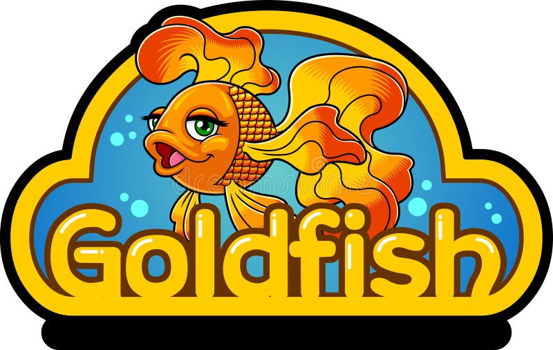 Gold Fish or Goldfish Cartoon Character Logo Design Stock Vector