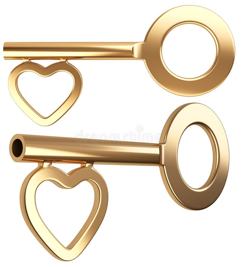 Goldhauptschlüssel mit Herzform stock abbildung Goldhauptschlüssel mit Herzform stock abbildung