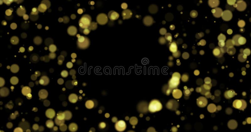Goldheller bokeh Effekt mit goldenen Partikeln und schimmerndem Licht geschlungen