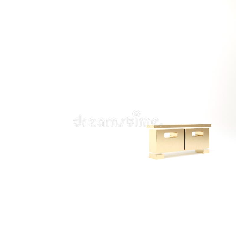 Gold Chest of drawers icon isolated on white background. 3d illustration 3D render. Gold Chest of drawers icon isolated on white background. 3d illustration 3D render.