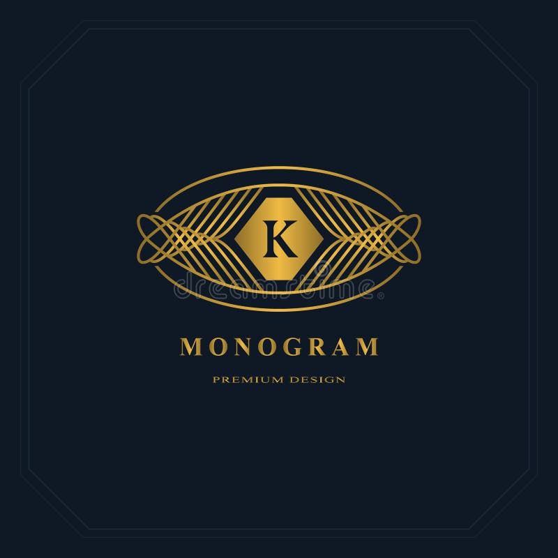 Goldpseudografikmonogramm Logodesign der eleganten Kunst Buchstabe K