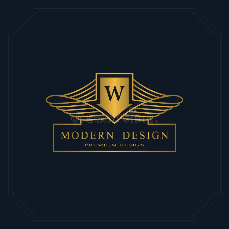 Goldpseudografikmonogramm Logodesign der eleganten Kunst Zeichen W Würdevolle Schablone Geschäftszeichen, Identität für Restauran