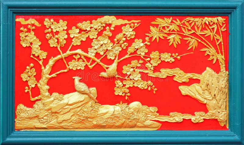 Goldstuckauslegung der gebürtigen chinesischen Art stockfotografie Goldstuckauslegung der gebürtigen chinesischen Art stockfotografie