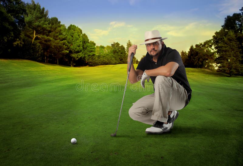 Golf player controlling a shot in a golf club