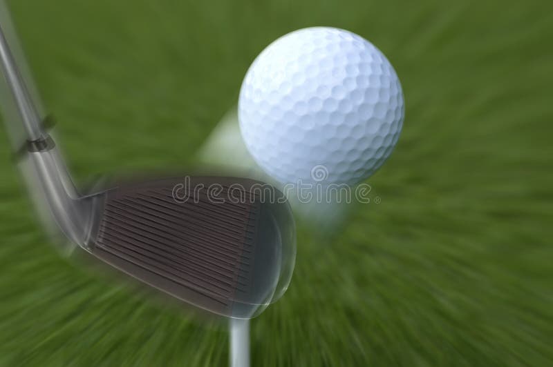 White golf ball in move