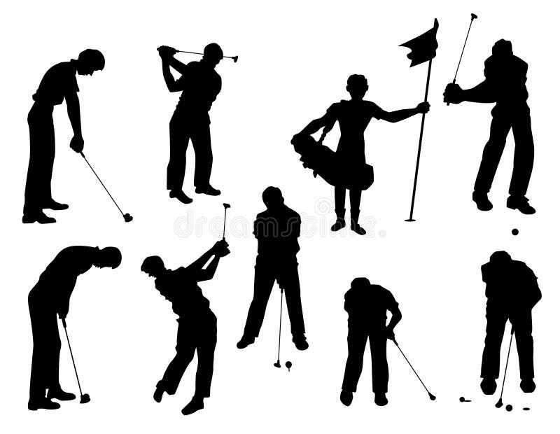 Golf Swing Stages Hand Drawn Illustration Stock Illustration
