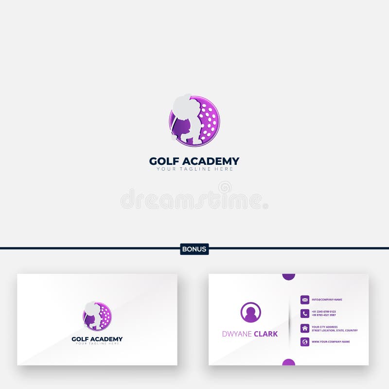 Golf academics and school logo design with business card royalty free illustration Golf academics and school logo design with business card royalty free illustration