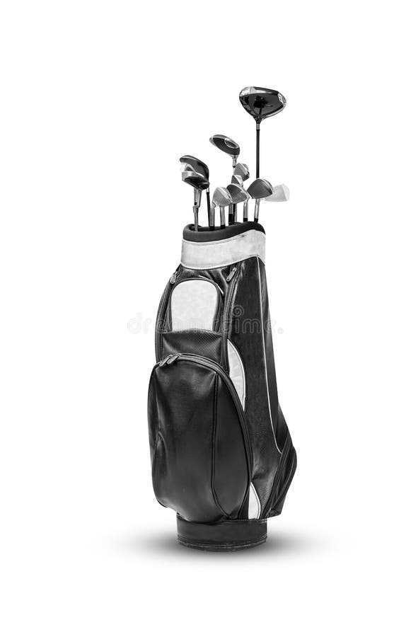 Golf Bag Golf Accessories Golf Set and Golf Ball at Golf Course Sunset