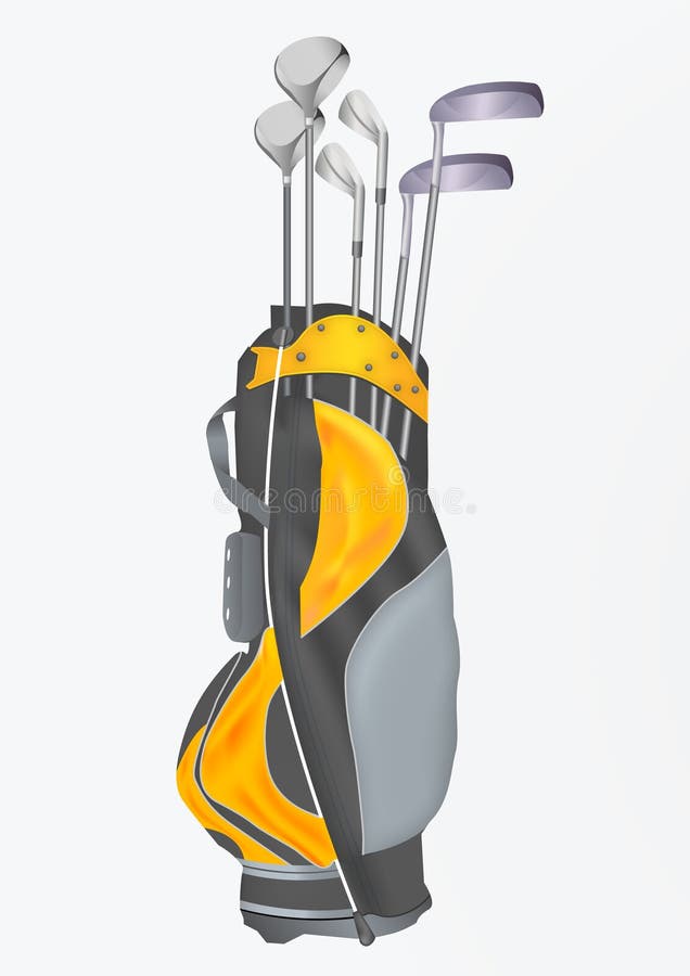 Golf Bag and Clubs Isolated on White Background Stock Photo Image of