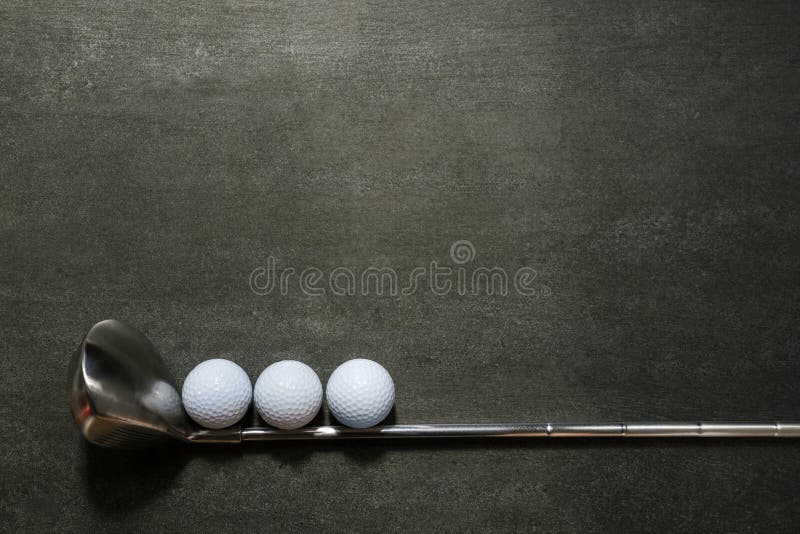 Golf Ball And Golf Club On Black Background Stock Photo - Image of game